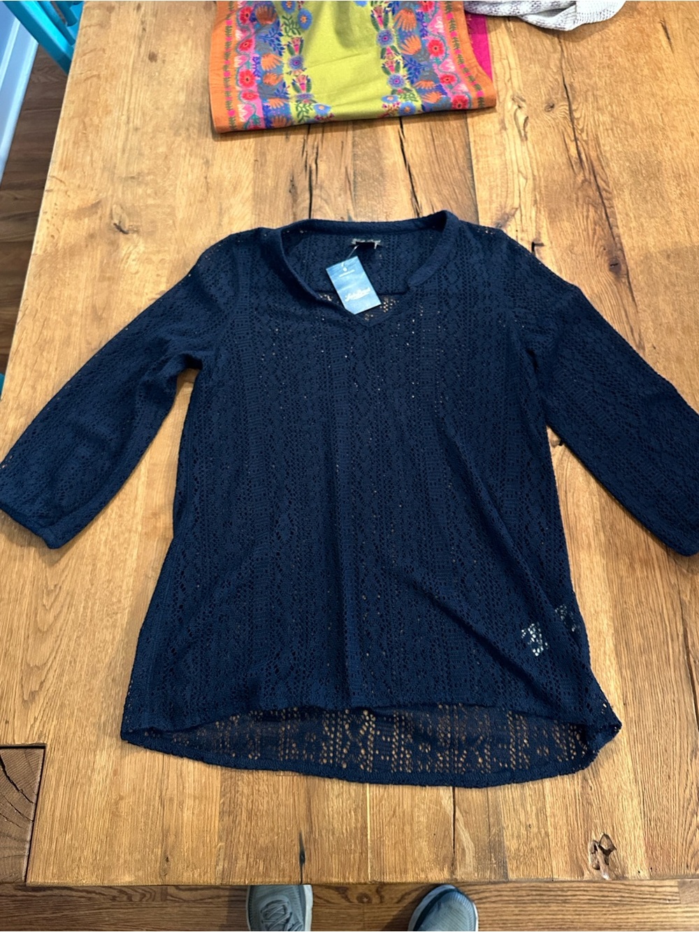 NWT Luck Brand crochet knit v-neck tunic
